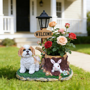 English Elm Sitting Corgi Resin Planter Sculpture Whimsical Porch Garden Decor with Succulent Cavity W5398P464240