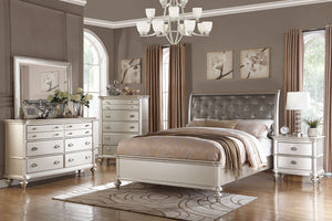 English Elm Silver 5-Drawer Chest of Drawers 39"x18"x56" — Elegant Champagne Finish, Modern Plywood Storage Piece B011P360173