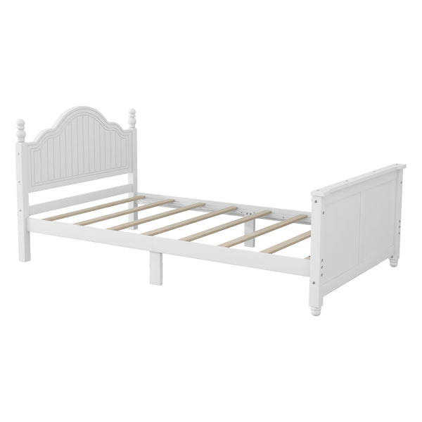 English Elm Twin Solid Wood Platform Bed with Guardrail for Kids, Low-Profile Sturdy Pine Frame, Safe Sleep Solution White 45.75 L x 26 W x 6.5 H W2593P339596