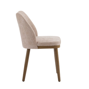 English Elm Dining Chair Set of 2 Mid-century Walnut Wood Frame Upholstered Seat and Back Apricot Cream N771P237036V