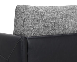 Sunpan Ashi Armchair - Stylish Nash Zebra Upholstered Comfort with Coal Black Faux Leather & Brass Accents