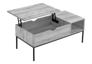 English Elm Coffee Coffee Table with Lift-Top and Hidden Storage, 42" Rectangular Wood-Look Surface & Metal Base Modern Appeal Grey 45 L x 24 W x 5 H B2710P219440