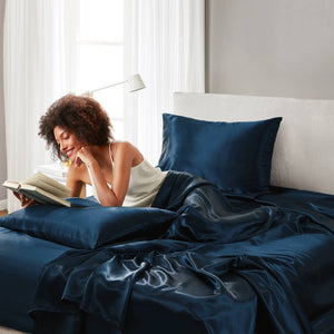 English Elm Satin Luxury Sheet Set King - Silky Smooth, Wrinkle-Resistant, Elegant Bedding For Ultimate Comfort B035P294489-GIGA