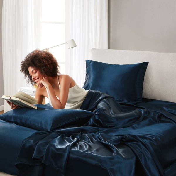 English Elm Satin Luxury Sheet Set King - Silky Smooth, Wrinkle-Resistant, Elegant Bedding For Ultimate Comfort B035P294489-GIGA