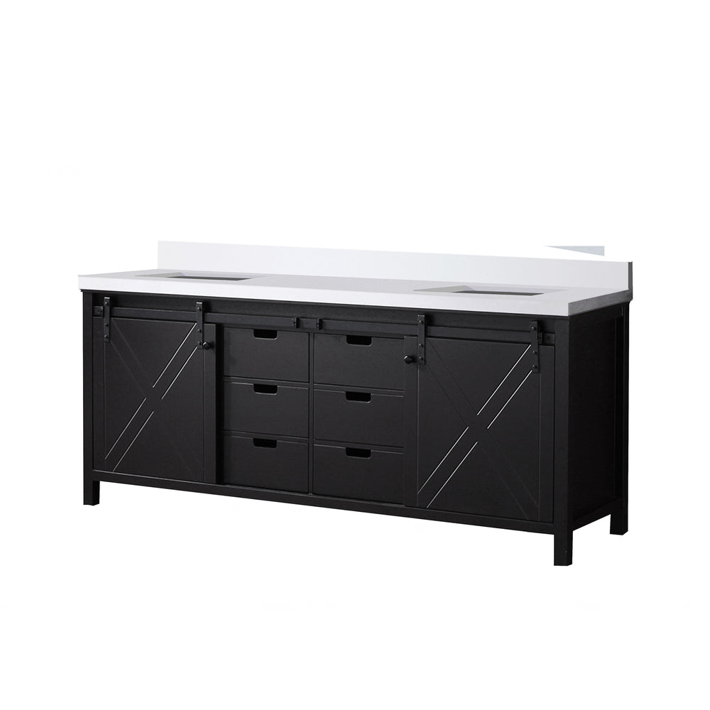 English Elm Brown Double Bath Vanity With Cultured Marble Countertop - Elegant 80" W Storage Solution For Two Sinks B2731P260154