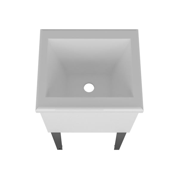 English Elm Katy Compact White Utility Sink with Slender Metal Legs for Laundry Mudroom Use B128S00246