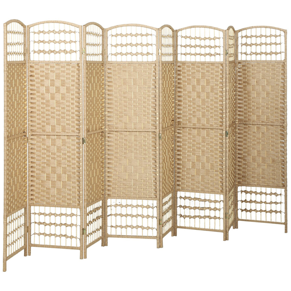 English Elm Homcom Eight Panel Woven Bamboo Room Divider Arched Freestanding Privacy Partition W2225P485585