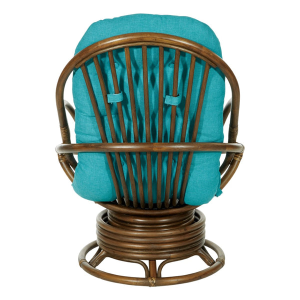 OSP Home Furnishings Kauai Rattan Swivel Rocker Chair Blue