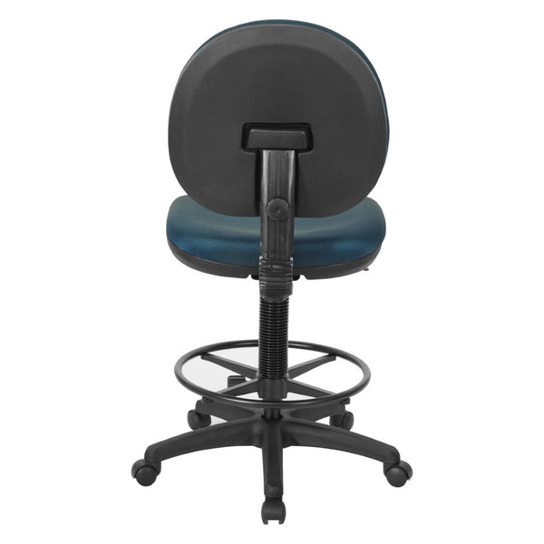 OSP Home Furnishings Sculptured Ergonomic Drafting Chair with Lumbar Support Padded Seat and Adjustable Footring DC550-296