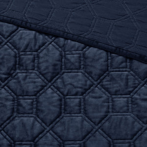 English Elm 3 Madison Park Harper Velvet Quilt Set King/Cal King Soft Geometric Quilted Texture Antimicrobial Finish Navy 17.72 L x 16.14 W x 8.27 H B03597472