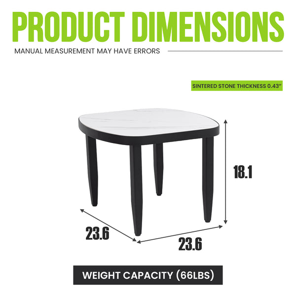 English Elm Modern Outdoor Arc Side Table Sintered Stone Top Aluminum Frame Rust Free Patio W1886P428289