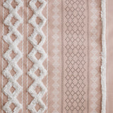 INK+IVY Imani Mid-Century Cotton Printed Curtain Panel with Chenille Stripe and Lining II40-1234 Blush