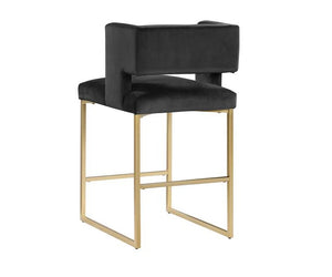 English Elm Modern Glam Counter Stools Set of 2 Velvet Cushioned Seats with Gold Metal Legs Black+Gold B011P423328