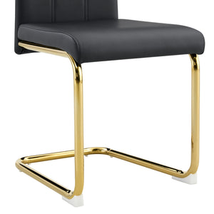 English Elm A Set of 2 Glam Faux Alligator Pvc Barstools with Crystal Buckle Detail Black,Gold W1512P491830