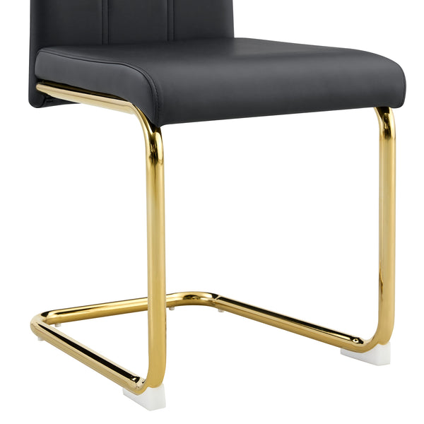 English Elm A Set of 2 Glam Faux Alligator Pvc Barstools with Crystal Buckle Detail Black,Gold W1512P491830