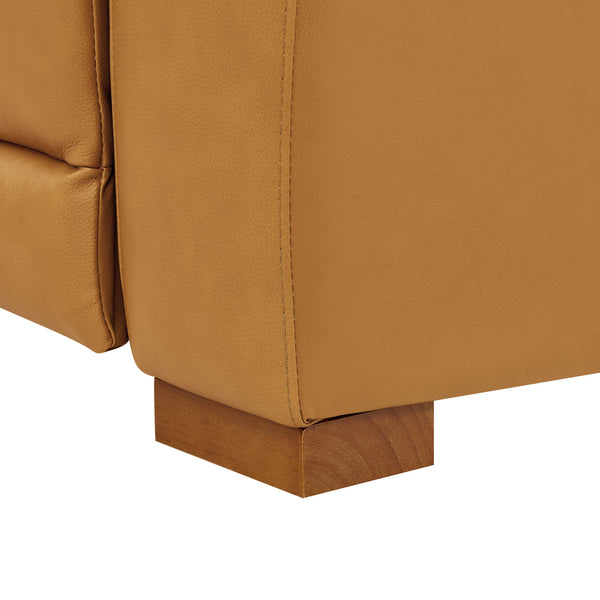 English Elm Leather Match Modular Sectional Power Reclining Sofa with Console and Cup Holders Ginger B2748S00025