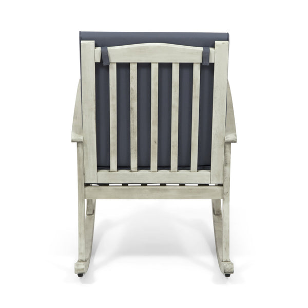 English Elm Christopher Knight Home® - CASA Acacia Rocking Chair with Water-Resistant Cushions, Rustic Outdoor Comfort & Smooth Rocking Motion Grey 46.5 L x 29.5 W x 9 H 64272.00LDGRY