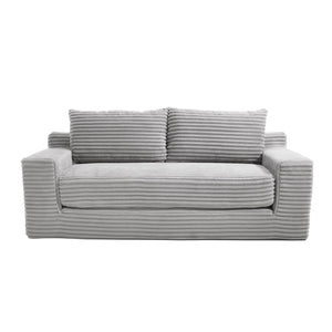 English Elm Loveseat Convertible Sofa Bed with Memory Foam & Steel Frame, No Assembly, Corduroy Comfort LIGHT GREY W3561P324165