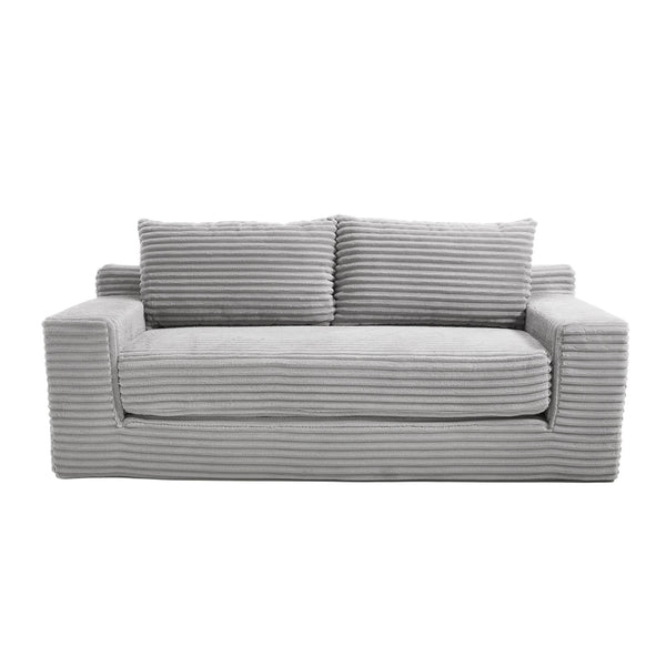 English Elm Loveseat Convertible Sofa Bed with Memory Foam & Steel Frame, No Assembly, Corduroy Comfort LIGHT GREY W3561P324165