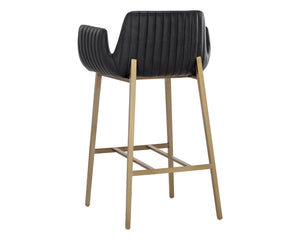 Sunpan Lucano Barstool - Elegant Italian Leather Design with Durable Construction for Stylish Spaces Gold, Bravo Black