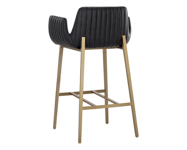 Sunpan Lucano Barstool - Elegant Italian Leather Design with Durable Construction for Stylish Spaces Gold, Bravo Black