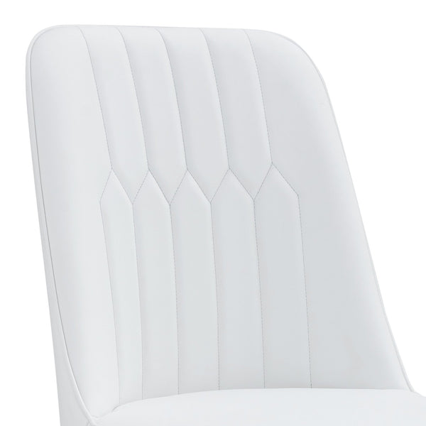 English Elm 4 Modern Dining Chairs White Silver PU Leather Seats Ergonomic Curved Back Thick Cushion Metal Legs W1512P406375