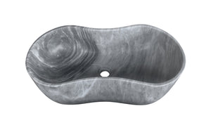 English Elm Carrara Gray Marble Vessel Sink - Semi-Polished, Unique Design For Elegant Bathrooms, 23.6X14.2 Inches W1696P333270