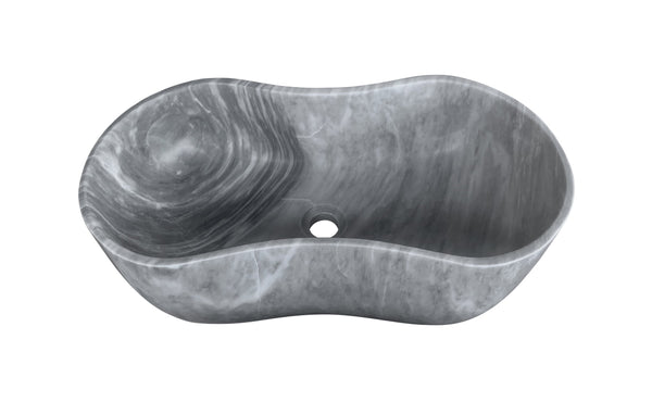 English Elm Carrara Gray Marble Vessel Sink - Semi-Polished, Unique Design For Elegant Bathrooms, 23.6X14.2 Inches W1696P333270