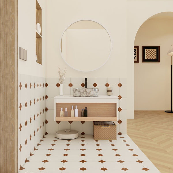 English Elm 36" Floating Bathroom Vanity Light Oak Modular Cabinet with Gel Coat Integrated Sink Grey+White,White + Light Oak W3450S00064