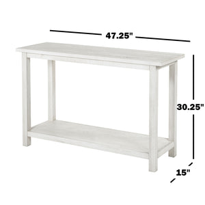 English Elm Wood Pine Console Table Weathered Farmhouse Finish with Open Shelf for Entryway White B016P472790