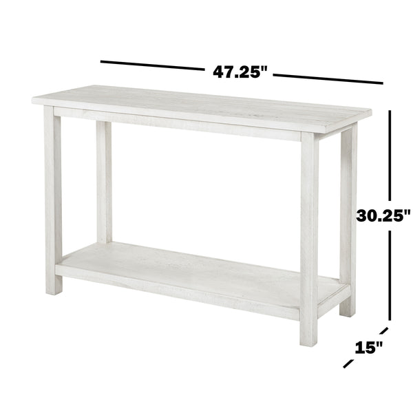 English Elm Wood Pine Console Table Weathered Farmhouse Finish with Open Shelf for Entryway White B016P472790