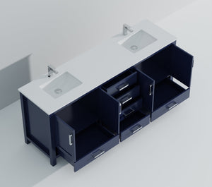 English Elm Navy Blue Double Bath Vanity With Cultured Marble Top & Faucet Set - Stylish Storage Solution! B2731P259167