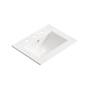 English Elm 24 Inch Ceramic Vanity Sink Top Oval Basin Glossy White Three Hole Contemporary Bath W3402P444510