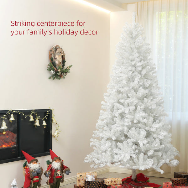 English Elm Homcom 7.5Ft White Artificial Christmas Tree With 1346 Branch Tips, Auto-Open Design & Steel Base W2225P249635