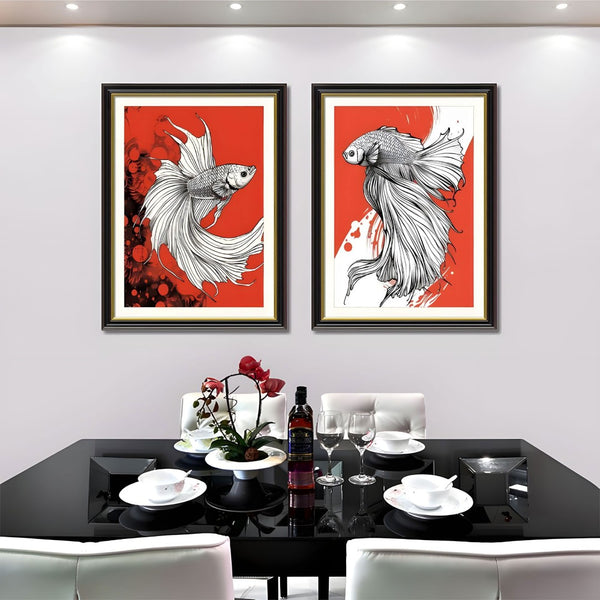 English Elm Set Of 2 Betta Fish Canvas Wall Art – Vibrant Modern Decor With Solid Wood Frames For Home Elegance T3976P383239-GIGA