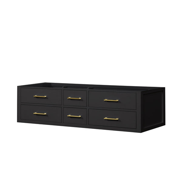 English Elm Black Double Bath Vanity 72" W X 22" D - Sleek Midcentury Design With Ample Storage & Soft-Close Drawers B2731P258057
