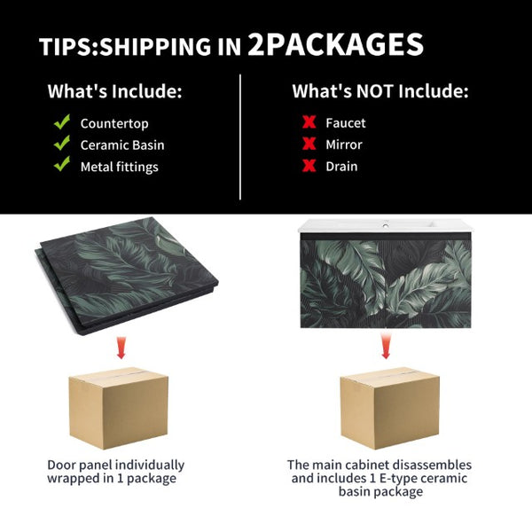 English Elm 30'' Floating Wall-Mounted Bathroom Vanity With Ceramic Sink & Soft-Close Doors For Modern Spaces P1 W999S00215-GIGA