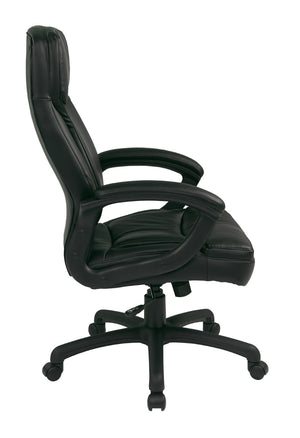 OSP Home Furnishings Executive High Back Bonded Leather Office Chair with Lumbar Support and Swivel Base Black EC6583-EC3
