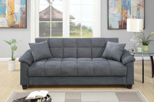 English Elm Modern Adjustable Sofa with USB Port, Gray Microfiber Futon w/ Hidden Storage, Tufted Cube Design B011P381505