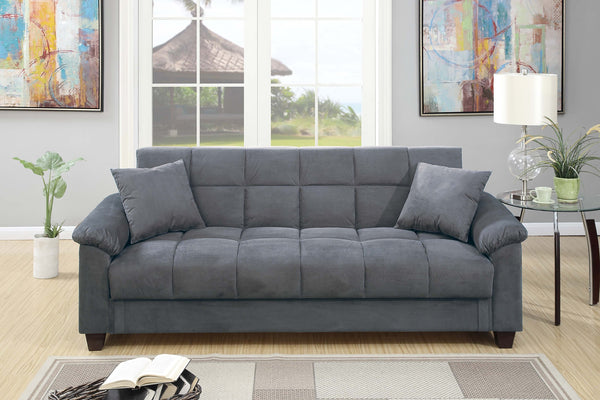 English Elm Modern Adjustable Sofa with USB Port, Gray Microfiber Futon w/ Hidden Storage, Tufted Cube Design B011P381505