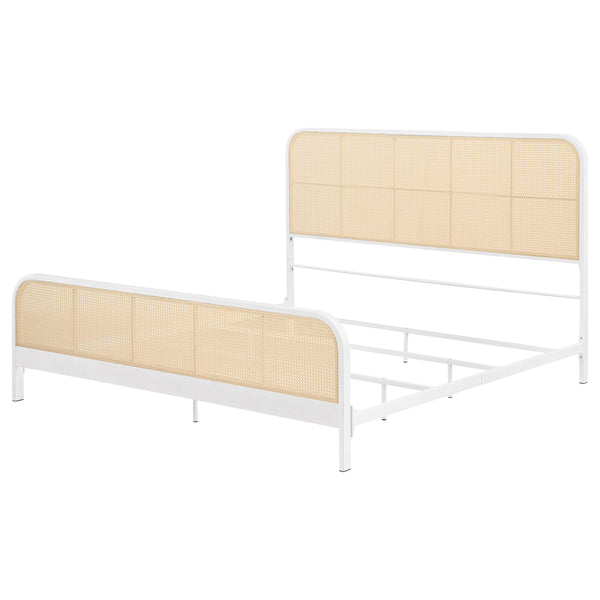 English Elm Randall Coastal Woven Cane Webbing Eastern King Bed with Airy Metal Frame White B062P447776