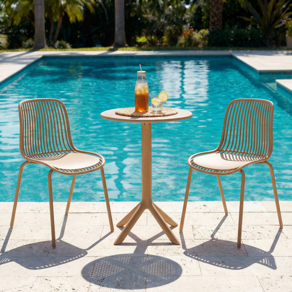 English Elm Eldred Outdoor Stackable Dining Chairs Set of 2 Uv Resistant Patio Seating Brown Yellow N776P390471Y