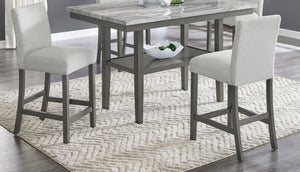 English Elm Luna Faux Marble Counter Height Dining Set Seats Six with Upholstered Chairs B2749S00324