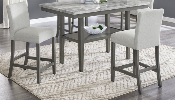English Elm Luna 7 Piece Counter Height Dining Set Faux Marble Top with Upholstered Seating B2749S00325