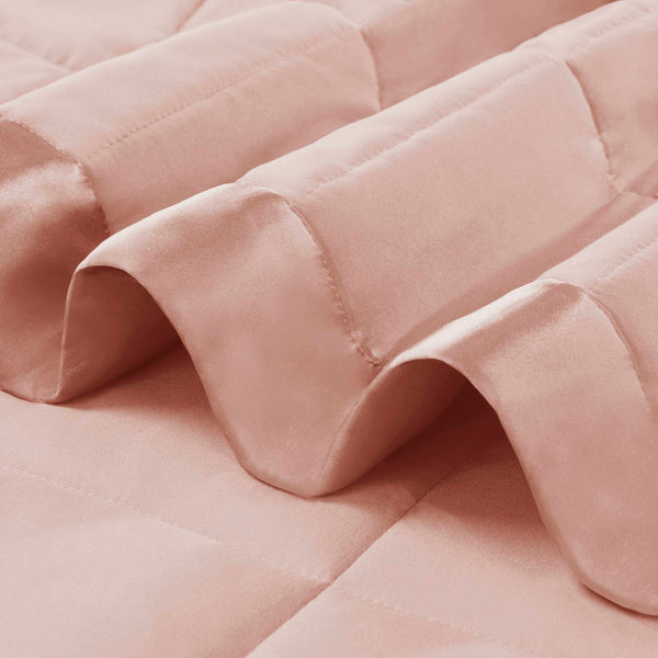 JLA Home Madison Park - Lightweight Cozy Down Alternative Blanket with Satin Trim, Moisture-Wicking, Hypoallergenic Comfort Blush MP51-5155