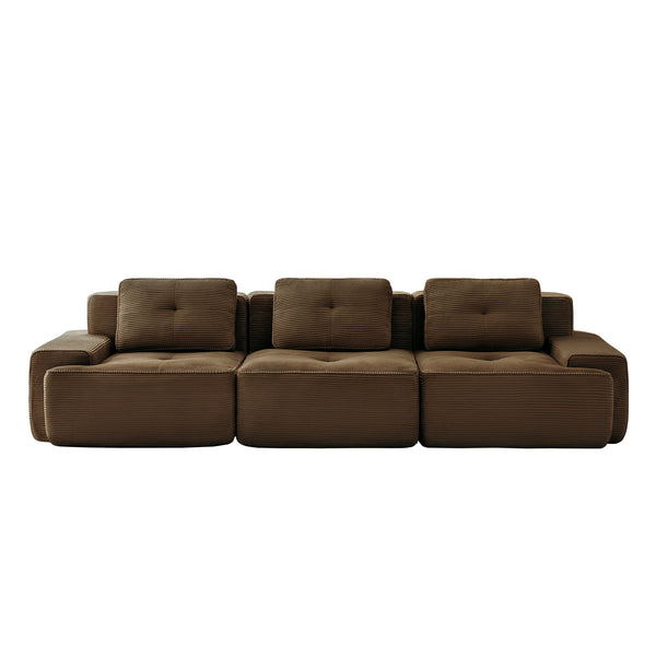 English Elm 117" Modern Modular Sectional Sofa - Plush Corduroy 3-Seater Couch, No Assembly, Stylish & Comfortable W714S01503