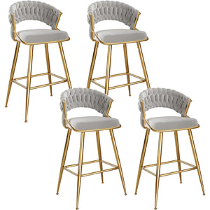 English Elm Counter Height Stools Set of 2 Mid-century Metal Legs Ergonomic Kitchen Island Seating Gray T3623P430869