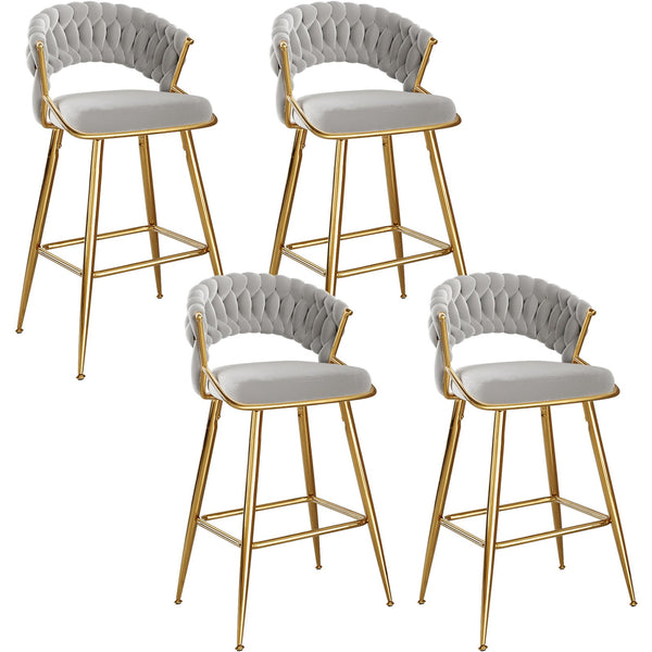 English Elm Counter Height Stools Set of 2 Mid-century Metal Legs Ergonomic Kitchen Island Seating Gray T3623P430869