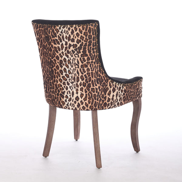 English Elm A&A Velvet Tufted Swivel Barstool with Ergonomic Back and Gold-Plated 17.7" Base, Set of 2 Leopard W1143P209903