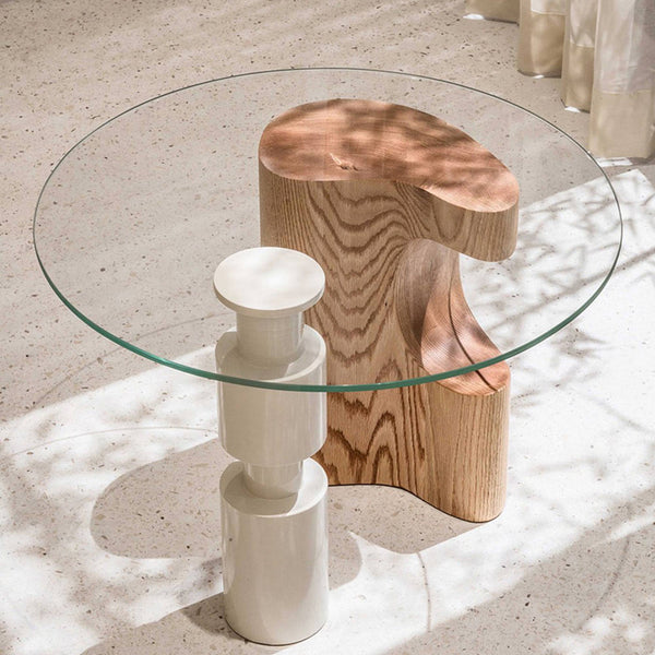 English Elm Size:42.13 Round Tempered Glass Table Top Clear Polished Edge Surface for Any Base W1151P324645